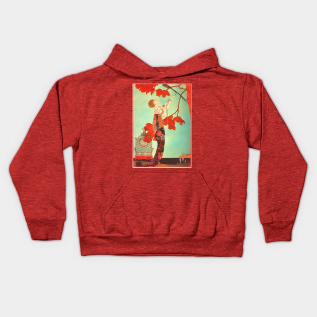 Art Deco 1920s Vintage Lady Kids Hoodie by AlondraHanley